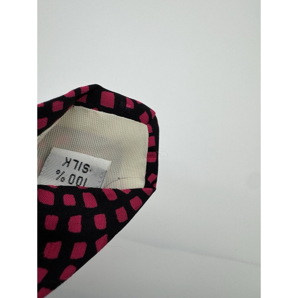 Handmade Lesja Cravate Tie Black Pink Geometric Dot Pattern Silk‎ Necktie Mens - Picture 6 of 7